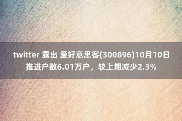 twitter 露出 爱好意思客(300896)10月10日推进户数6.01万户，较上期减少2.3%