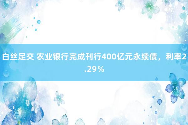 白丝足交 农业银行完成刊行400亿元永续债，利率2.29％