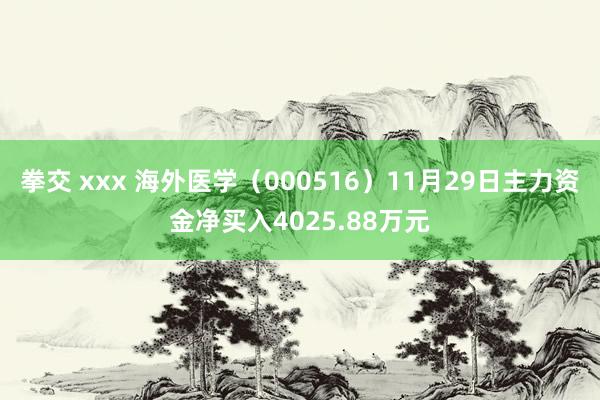 拳交 xxx 海外医学（000516）11月29日主力资金净买入4025.88万元