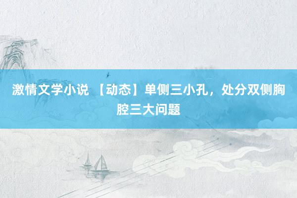 激情文学小说 【动态】单侧三小孔，处分双侧胸腔三大问题