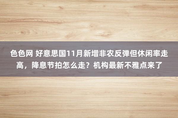 色色网 好意思国11月新增非农反弹但休闲率走高，降息节拍怎么走？机构最新不雅点来了
