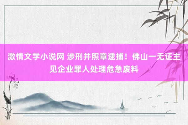 激情文学小说网 涉刑并照章逮捕！佛山一无证主见企业罪人处理危急废料