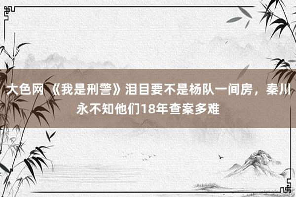 大色网 《我是刑警》泪目要不是杨队一间房，秦川永不知他们18年查案多难