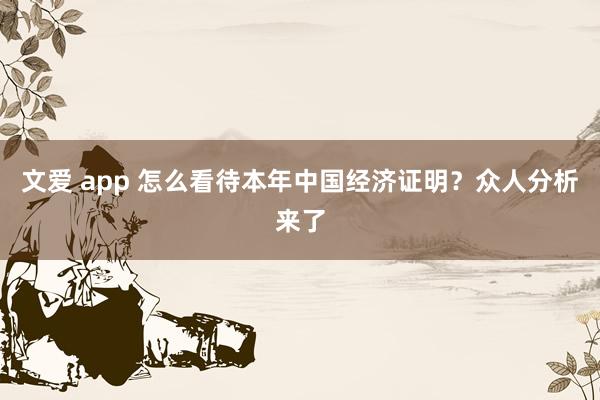 文爱 app 怎么看待本年中国经济证明？众人分析来了