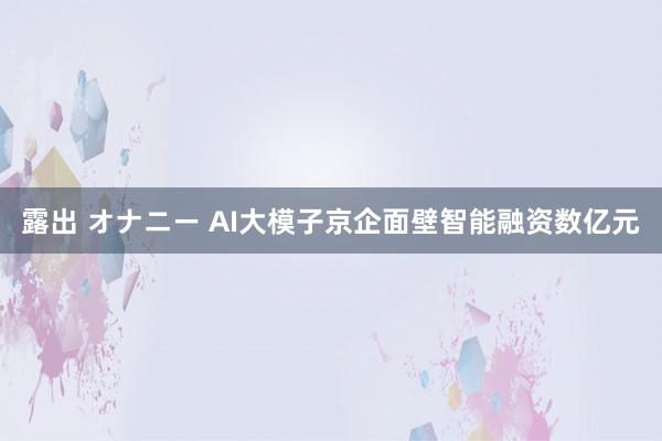 露出 オナニー AI大模子京企面壁智能融资数亿元