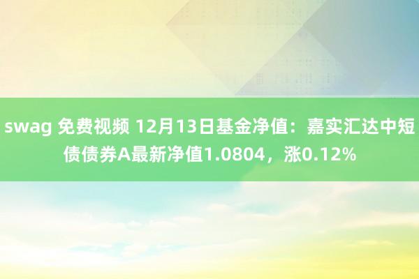 swag 免费视频 12月13日基金净值：嘉实汇达中短债债券A最新净值1.0804，涨0.12%