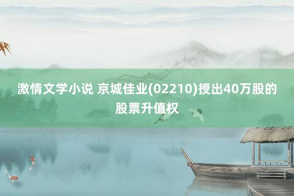 激情文学小说 京城佳业(02210)授出40万股的股票升值权