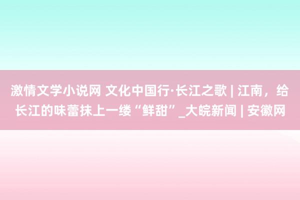 激情文学小说网 文化中国行·长江之歌 | 江南，给长江的味蕾抹上一缕“鲜甜”_大皖新闻 | 安徽网