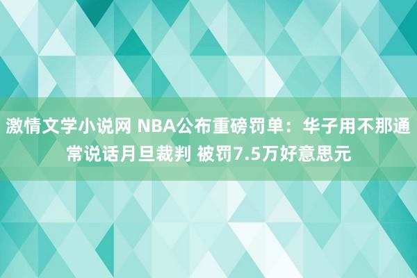 激情文学小说网 NBA公布重磅罚单：华子用不那通常说话月旦裁判 被罚7.5万好意思元
