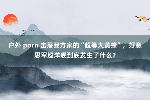 户外 porn 击落我方家的“超等大黄蜂”，好意思军巡洋舰到底发生了什么？