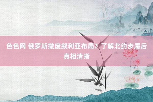 色色网 俄罗斯撤废叙利亚布局？了解北约步履后真相清晰