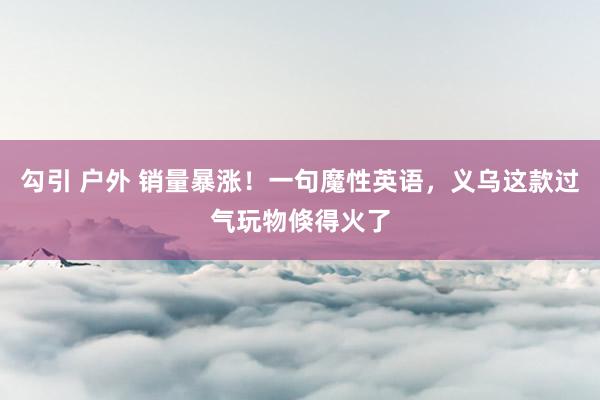 勾引 户外 销量暴涨！一句魔性英语，义乌这款过气玩物倏得火了