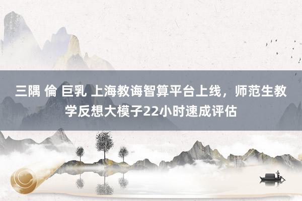 三隅 倫 巨乳 上海教诲智算平台上线，师范生教学反想大模子22小时速成评估