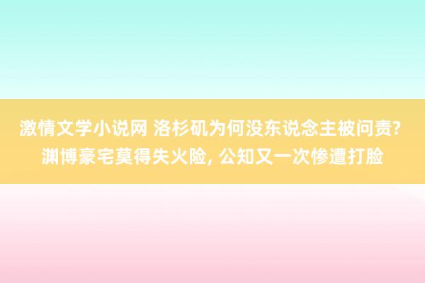 激情文学小说网 洛杉矶为何没东说念主被问责? 渊博豪宅莫得失火险， 公知又一次惨遭打脸